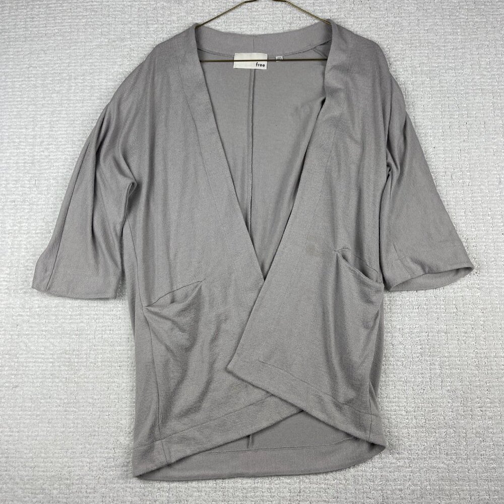 ARITZIA WILFRED FREE Zlata Open Cardigan Sweater in Light Gray Wom Sz XXS READ*
